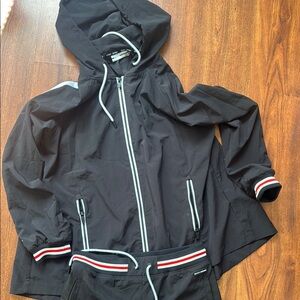 Black Hooded Jacket and Pants Set